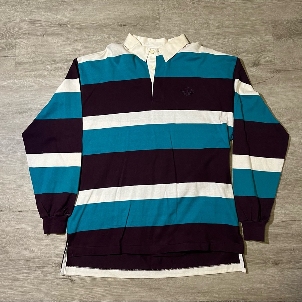 Vintage Dockers Stripped Long Sleeve Polo - L
